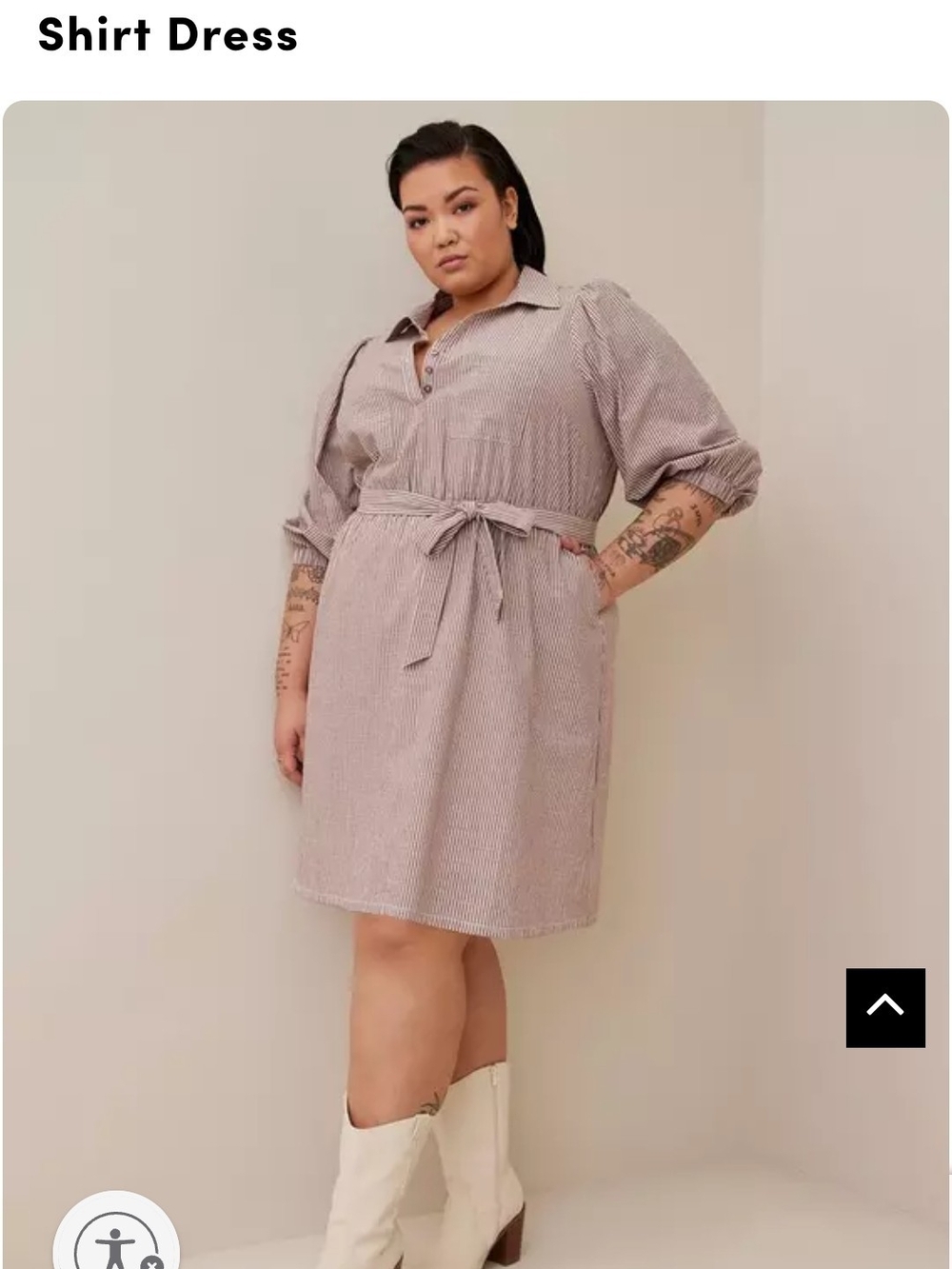 torrid Tan Stripe Shirt Dress with Tie Waist & POCKETS NWT